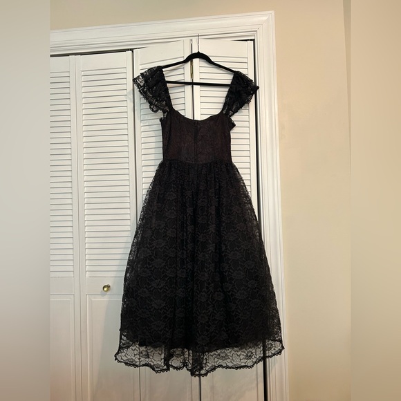 Gunne Sax Vintage Black Lace Elegant Prom Dress - Picture 8 of 13